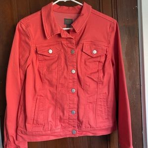 Salmon Pink Stretch Denim Jacket